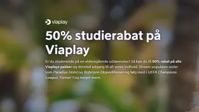 MEGA Studierabat på Viaplay: 50% rabat på ALLE pakker!
